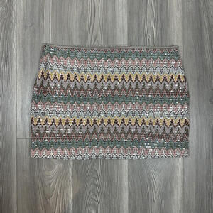 Express Women's‎ Sequin Mini Skirt Colorful Y2K Party Skirt